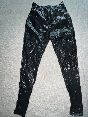 Shiny leather flare bottom pants